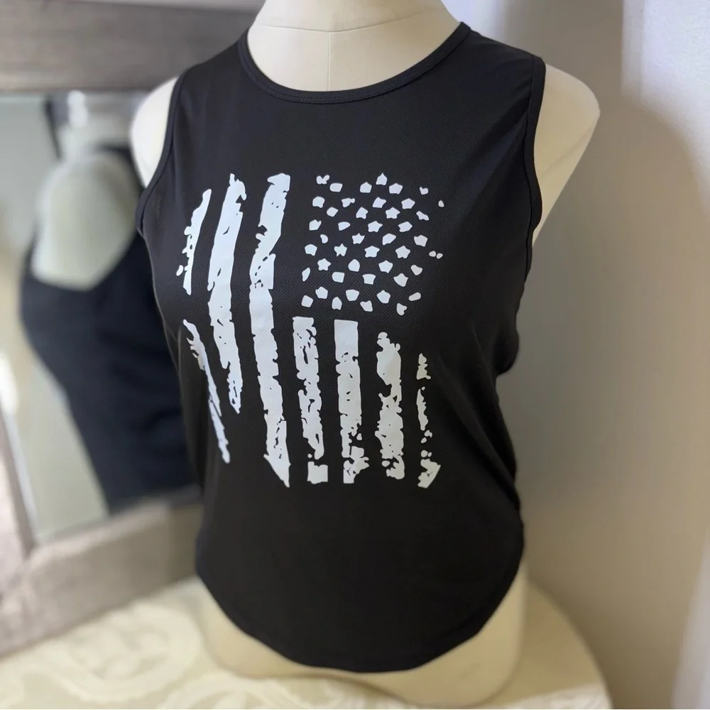 Black Muscle Tee with Graphic Design